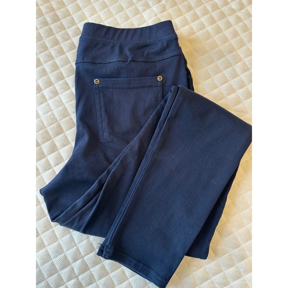 Lildy Navy Blue Denim Jeggings Stretch Pull On Pants L-XL